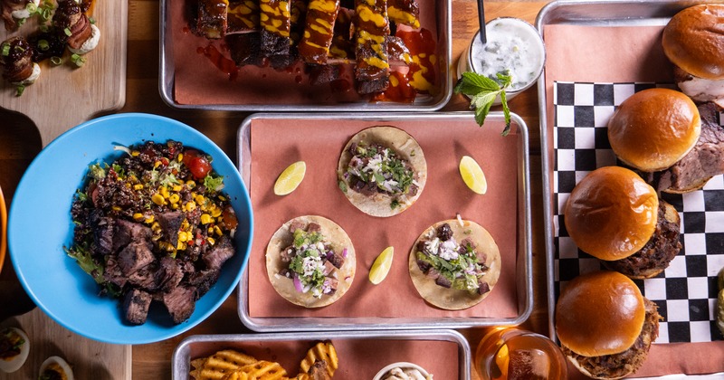 smoked meats, salads and tacos