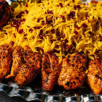 Rice and grilled chicken.