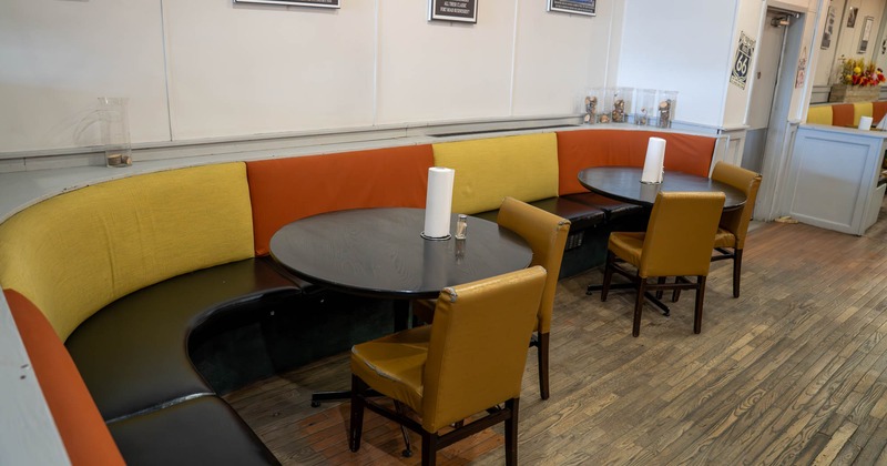 Interior, booths with tables