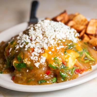Chilaquiles with potatoes.