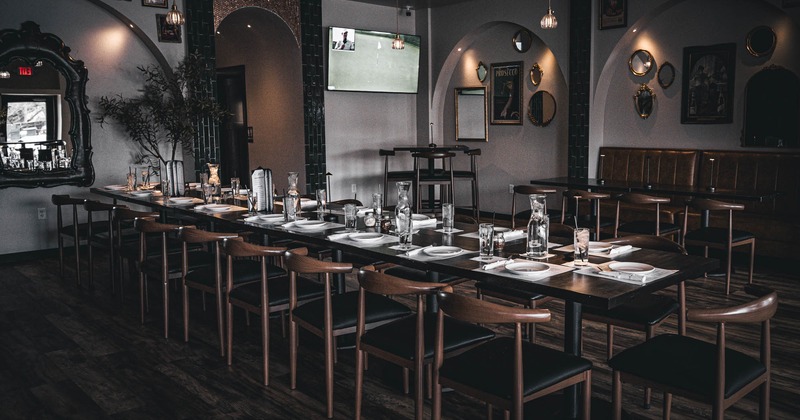 Long table set form multiple guests