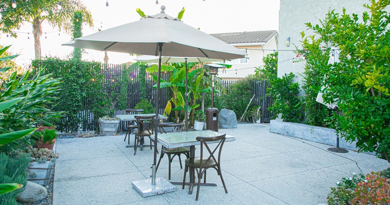 Exterior, table and chairs, parasols