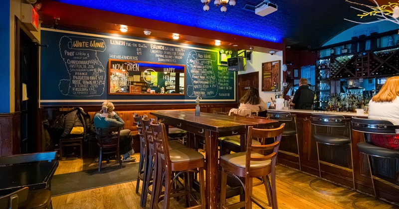 Cozy and casual interior seating area and bar area