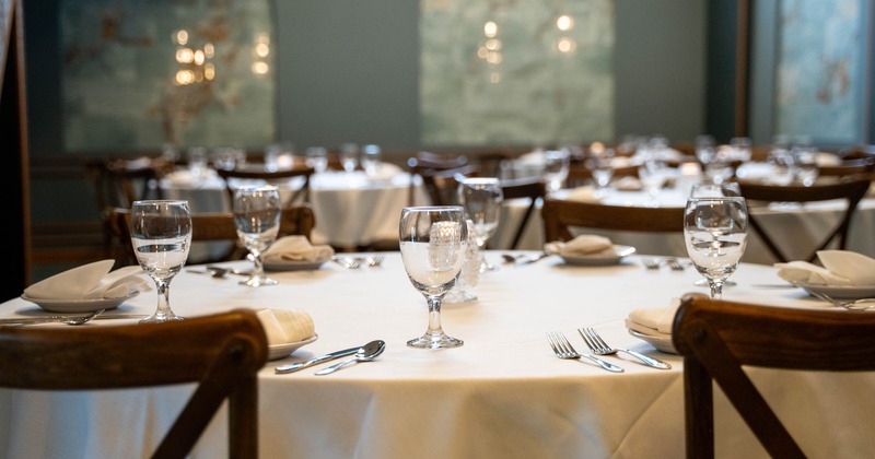 Interior, table ready for guests