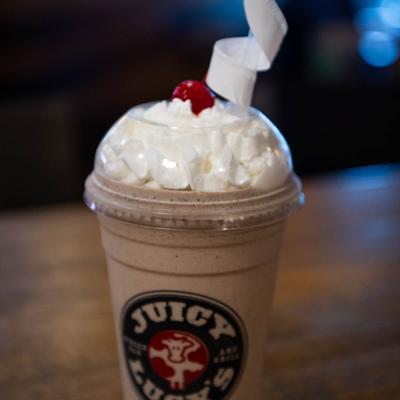 Chocolate shake, served.