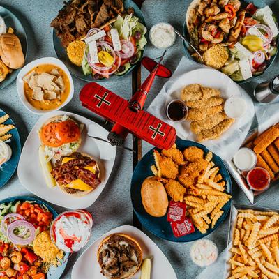 Various served meals.