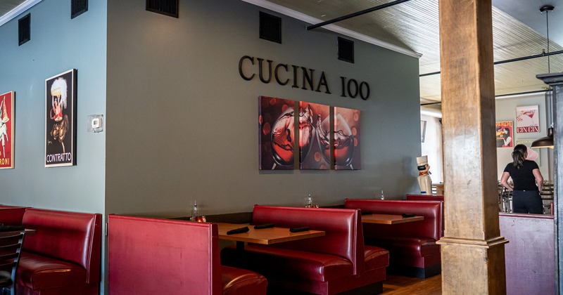 Dining area with booths along the wall