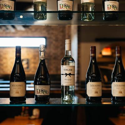 Various wine bottles.