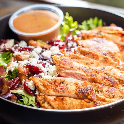 Mixed Green Salad with grilled chicken.