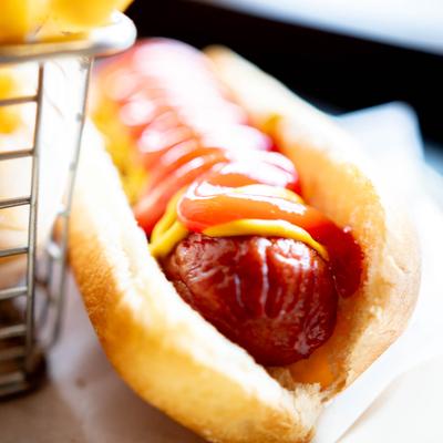 A served hot dog.