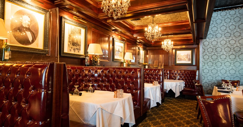 Booths in the dining area