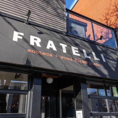 The restaurant's name above the entrance.