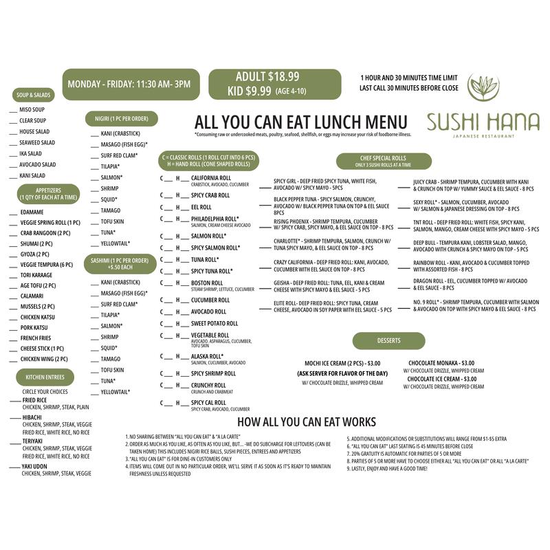 All You Can Eat Lunch Menu photo