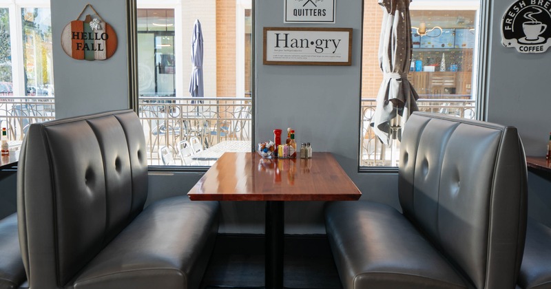 Inside, booth seating area