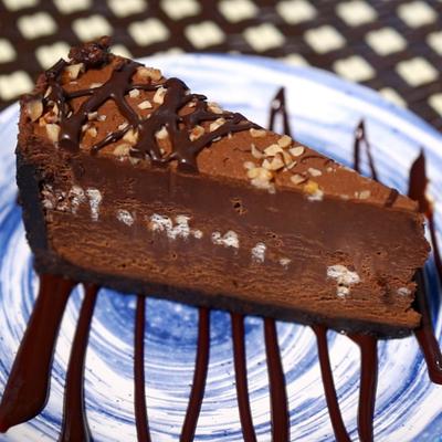 Chocolate Toffee Mousse Cake with Kahlua liqueur.