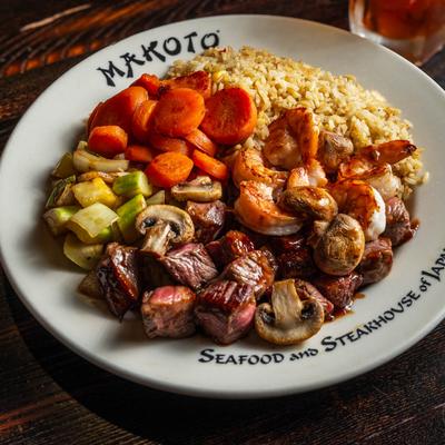 Steak and shrimp hibachi.