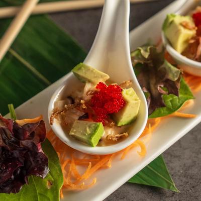 Seafood appetizer platter.