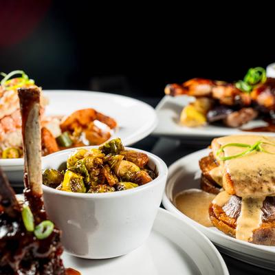 Assorted food dishes.