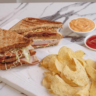 Chips, dips, and sandwiches.