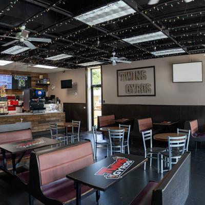 Interior, seating area.