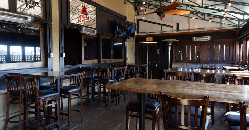 Inside, seating area