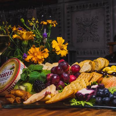 Fresh fruit and selected cheeses served with crackers