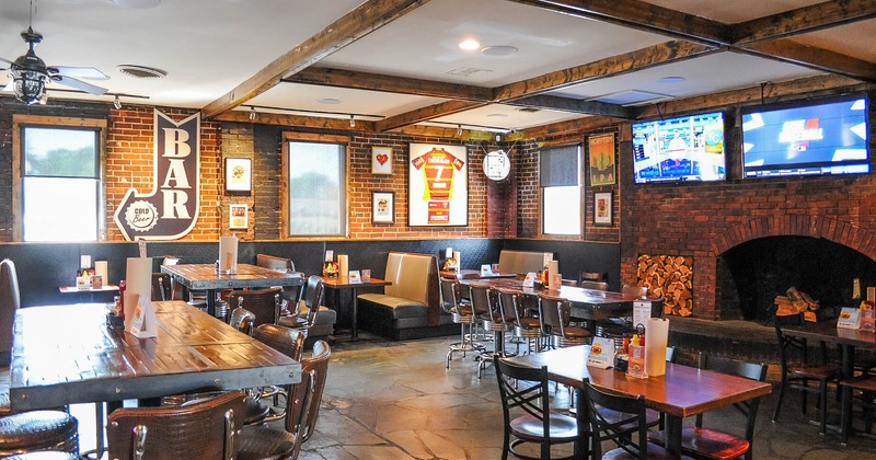 Booths and tables in restaurant