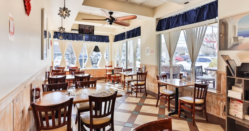 Dining area with large windows