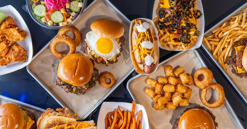 Assortment of dishes, top view