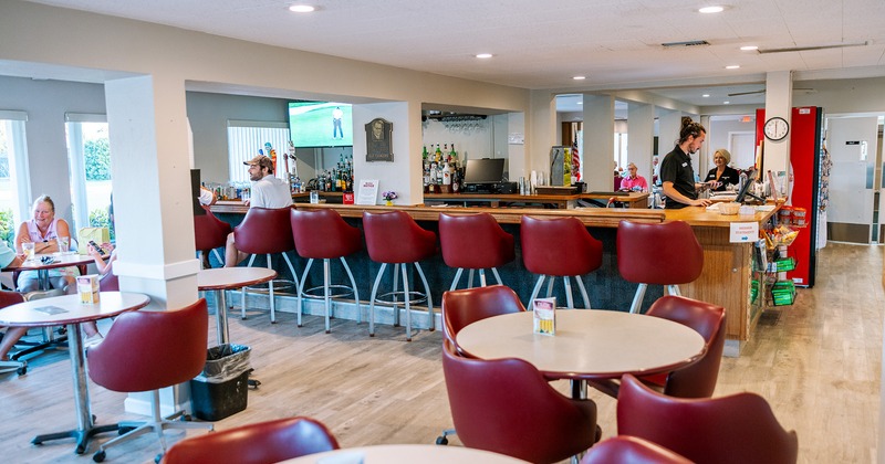 Interior, bar and seating area