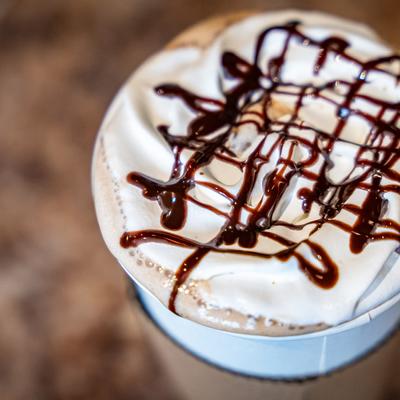 Iced coffee, close up.