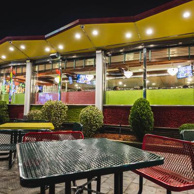 Interior, garden tables and seats