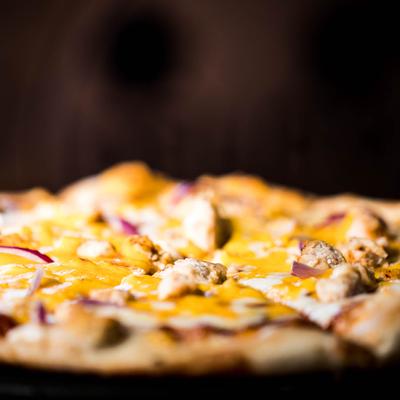 Cheesy Garlic Bread, with peppers, red onion, and sausage.
