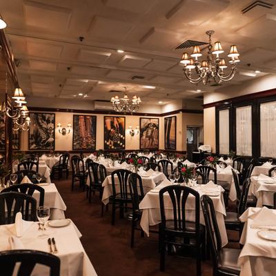 Interior, wide shot of dining area.