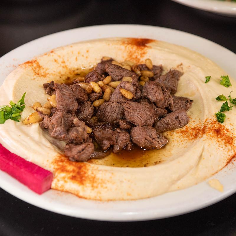 menu item 8 of 11, Hommus or Baba with Lamb
