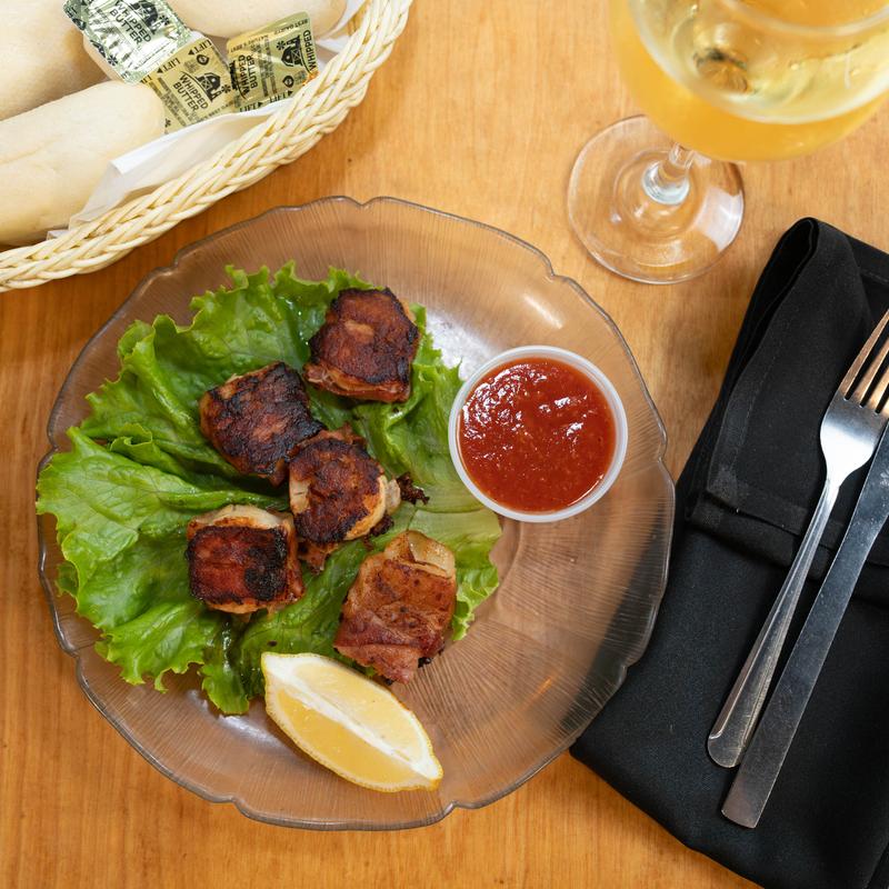menu item 10 of 16, Bacon Wrapped Scallops (5)