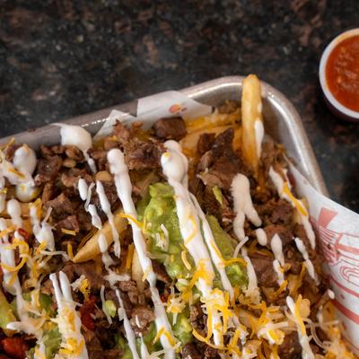 Loaded carne asada fries.