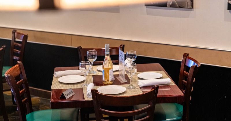 Interior, table set and ready for guests