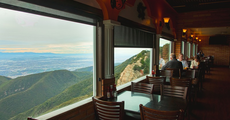 Dining area on the top hill overlooking mountains