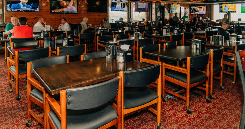 Interior, tables ready for guests
