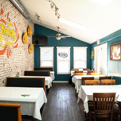 Interior, seating area.