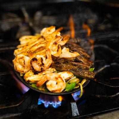 Mixed Fajitas cooking.