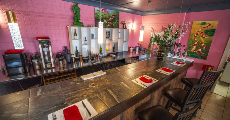 Interior, food bar, diner set up