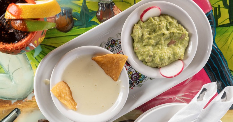 Guacamole and cheese dips