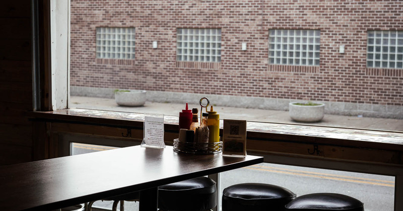 interior, next to the window booth