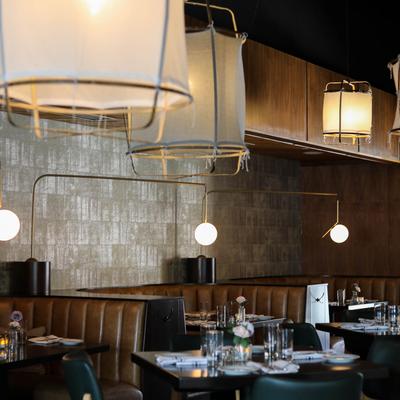 Dining area, booths and tables.