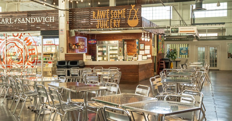 Interior, tables and chairs ready for guests
