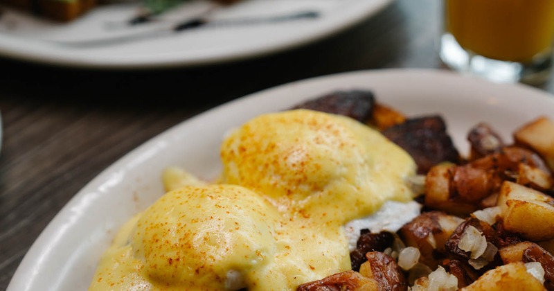 Eggs Benedict and potatoes
