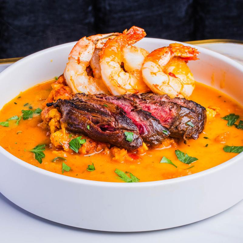 menu item 6 of 11, Steak and Garlic Shrimp Mofongo