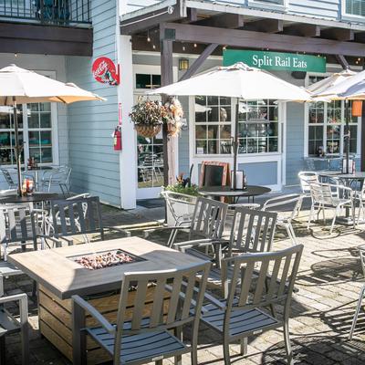 Exterior patio in sunlight.